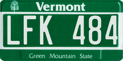 VT license plate LFK484