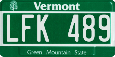 VT license plate LFK489