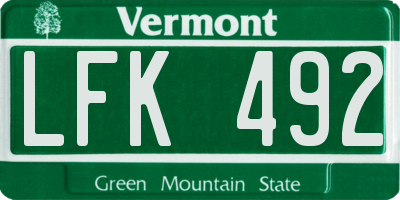 VT license plate LFK492