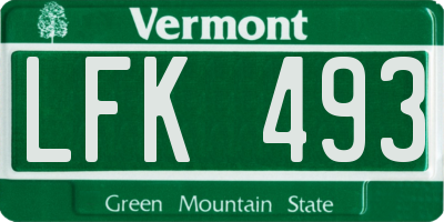 VT license plate LFK493