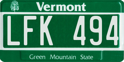 VT license plate LFK494