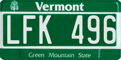 VT license plate LFK496