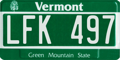 VT license plate LFK497