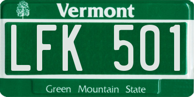 VT license plate LFK501