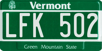 VT license plate LFK502