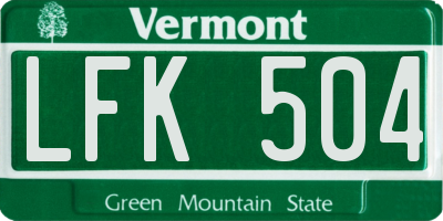 VT license plate LFK504