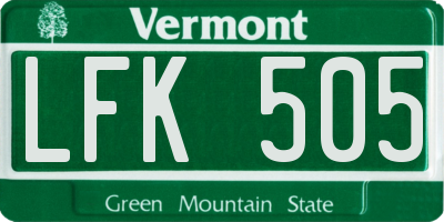 VT license plate LFK505