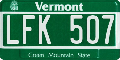 VT license plate LFK507
