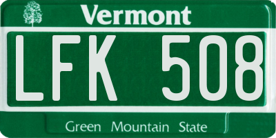 VT license plate LFK508