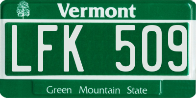 VT license plate LFK509