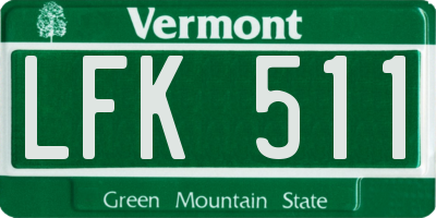 VT license plate LFK511