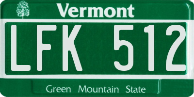 VT license plate LFK512