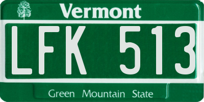 VT license plate LFK513