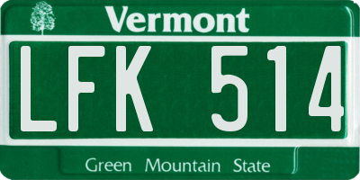 VT license plate LFK514