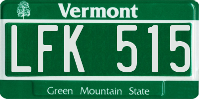 VT license plate LFK515