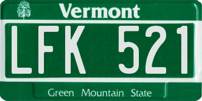 VT license plate LFK521