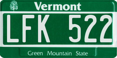 VT license plate LFK522