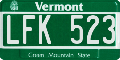 VT license plate LFK523
