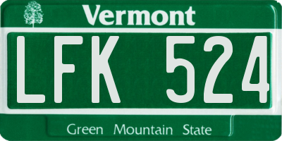VT license plate LFK524