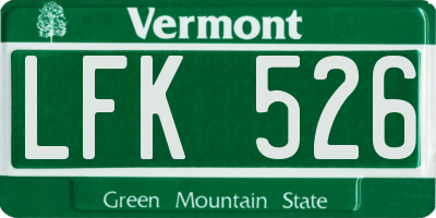 VT license plate LFK526