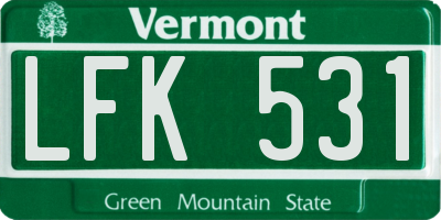 VT license plate LFK531