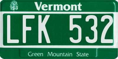 VT license plate LFK532