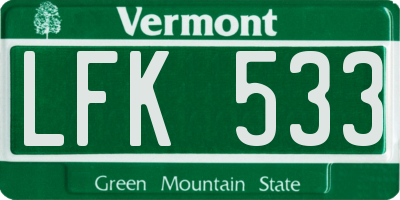 VT license plate LFK533