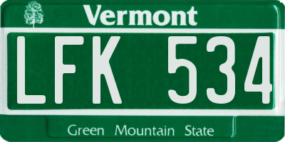 VT license plate LFK534