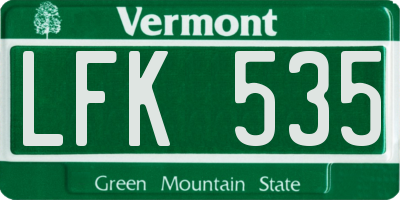 VT license plate LFK535