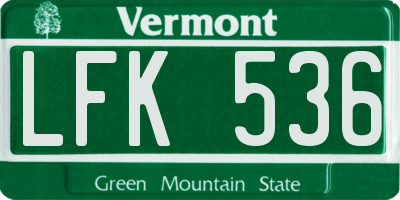 VT license plate LFK536