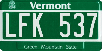VT license plate LFK537