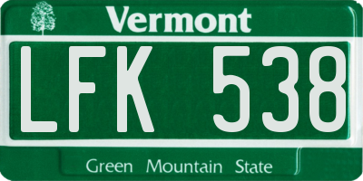 VT license plate LFK538