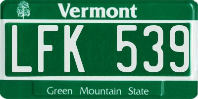 VT license plate LFK539