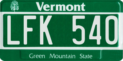 VT license plate LFK540