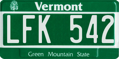 VT license plate LFK542