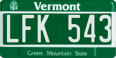 VT license plate LFK543