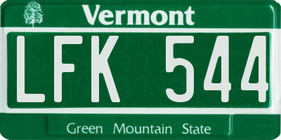 VT license plate LFK544