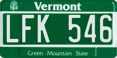 VT license plate LFK546
