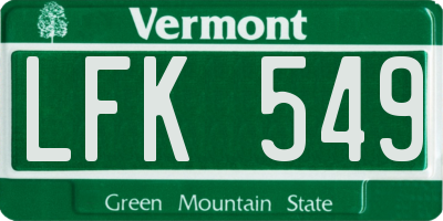 VT license plate LFK549