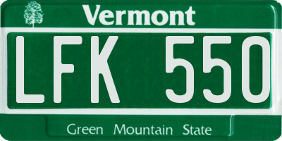 VT license plate LFK550