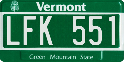 VT license plate LFK551