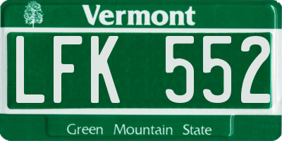 VT license plate LFK552