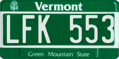 VT license plate LFK553