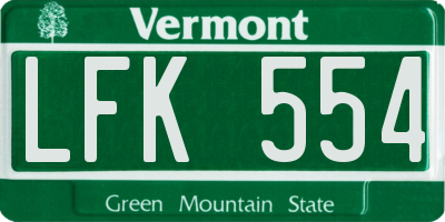 VT license plate LFK554