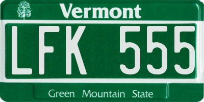 VT license plate LFK555