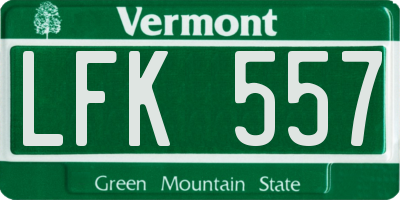 VT license plate LFK557
