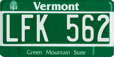 VT license plate LFK562