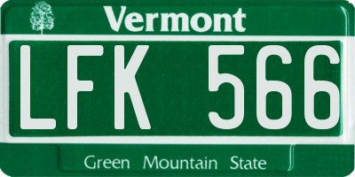 VT license plate LFK566