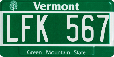 VT license plate LFK567