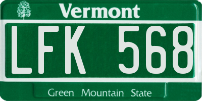 VT license plate LFK568